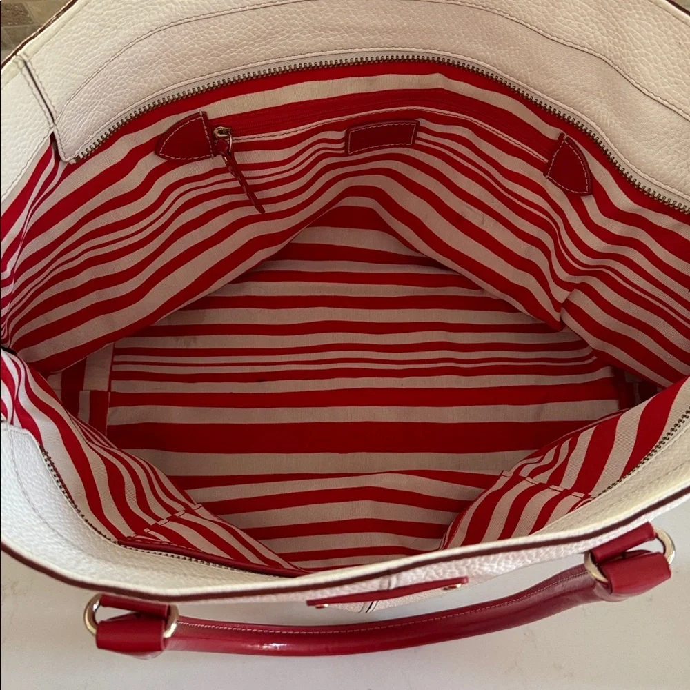 ♠️Kate Spade Cream and Orange handle and accents Tote Bag ✨